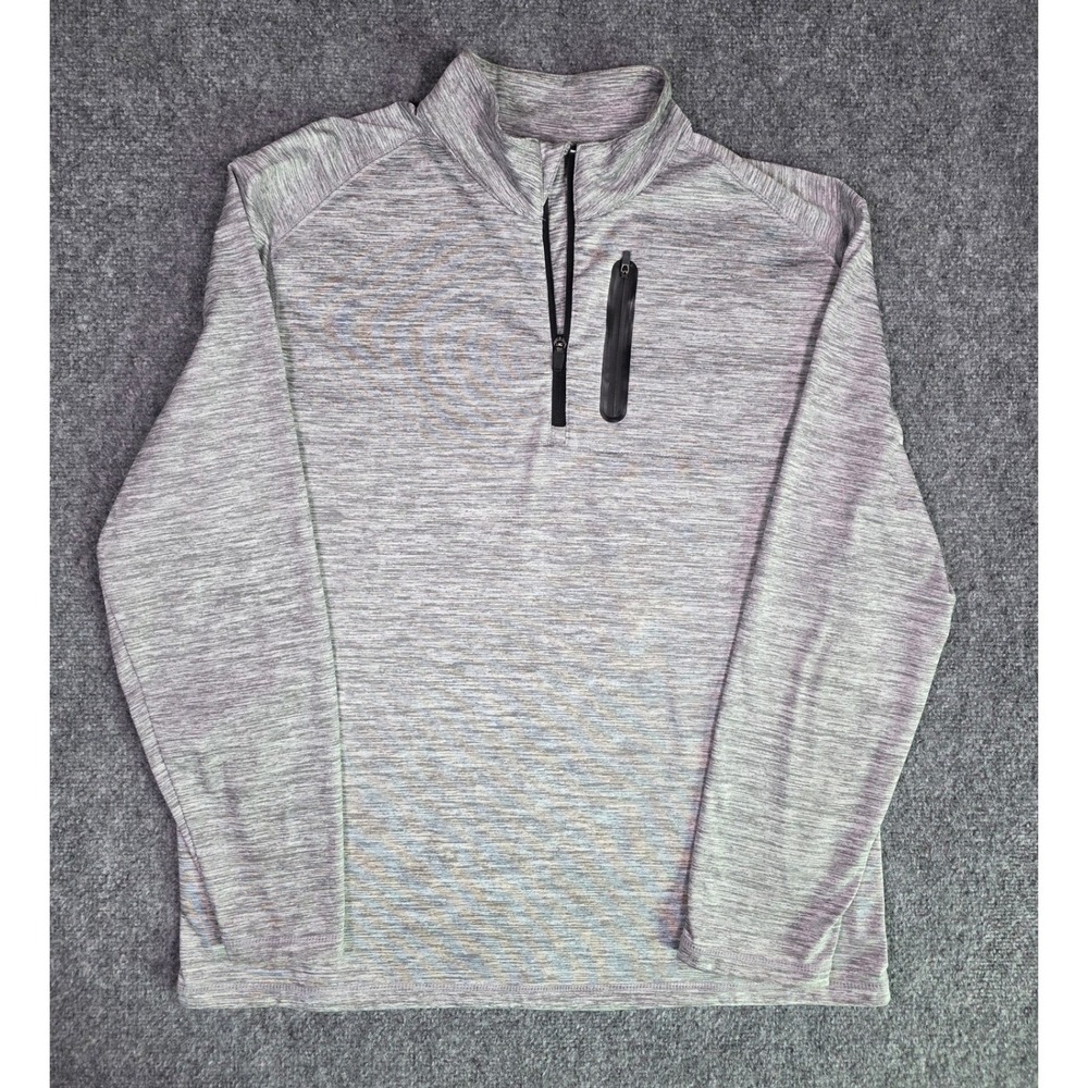 PGA Tour Pullover Mens XL Grey Space Dye‎ 1/4 Zip Performance Golf Long Sleeve